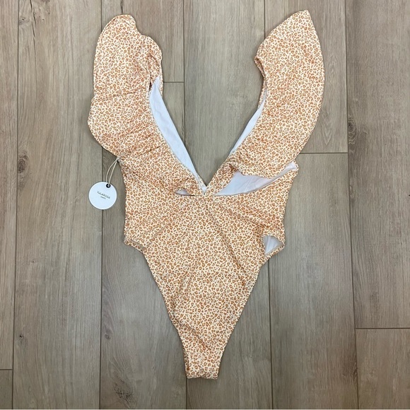 Tularosa Giamina One Piece in Orange Leopard Size L - Picture 4 of 8
